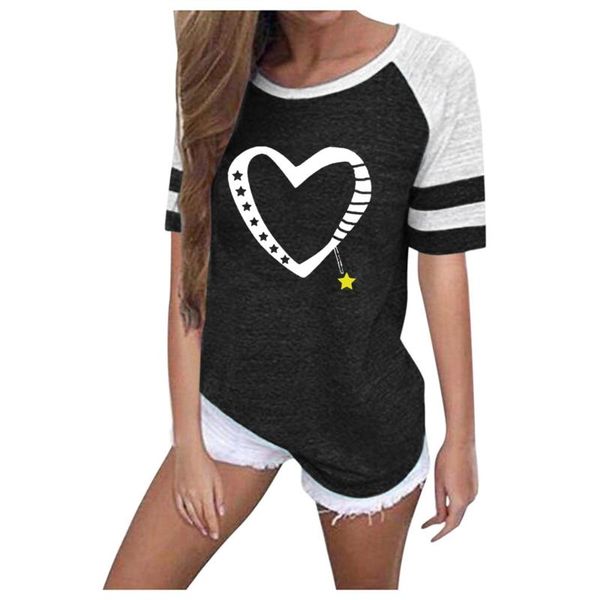 

women summer harajuku t shirt female loose printing stripe round neck short sleeve casual t-shirt haut femme women's, White