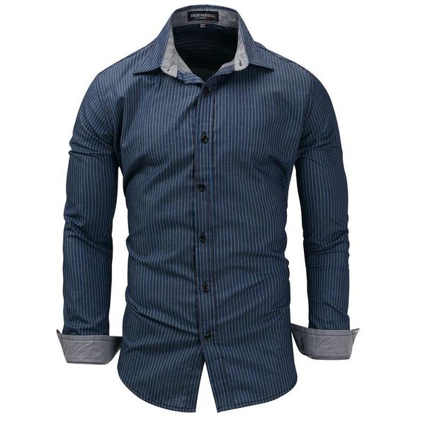 

men's casual shirts plus size shirt denim long-sleeved striped, White;black