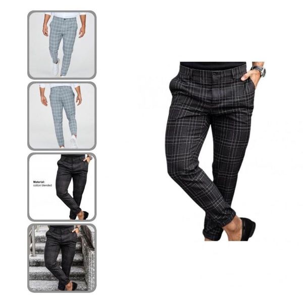 

men's pants stylish pencil pockets male men trousers vintage mid-rise, Black
