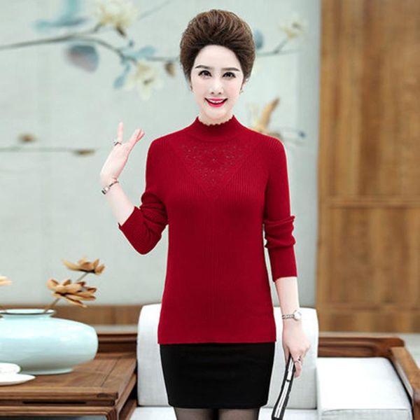 

women's sweaters jumper turtleneck diamond middle-aged elderly women oversize autumn winter vintage long-sleeved sweater 4xl pullover x, White;black