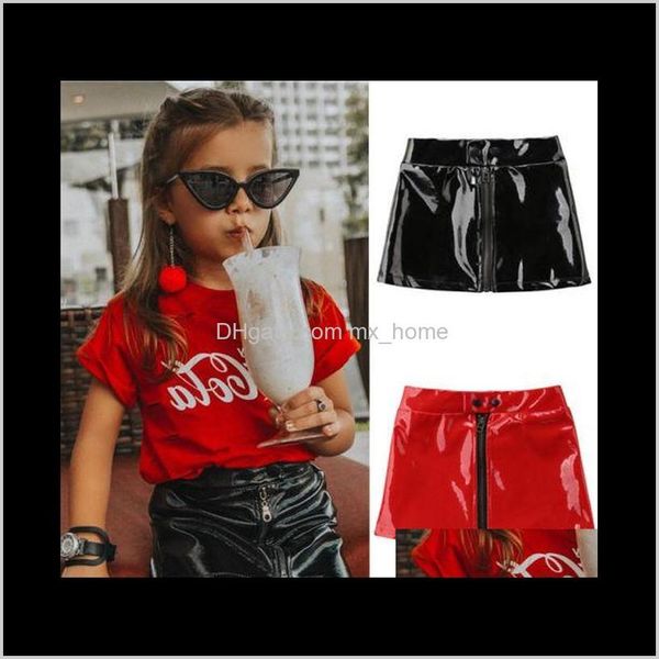 Skorts Giyim Bebek Annelik Damla Teslimat 2021 Pretty Giysileri Toddler Çocuk Kız Sequins PU Deri Mini Etek Bebek Bebek Kız Fermuar Kayak