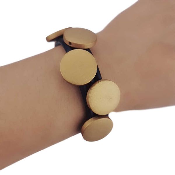 UK New Gold Color Armbänder Frauen Charme Armreifen Gummiketten Boho Schmuck Holz Armband Geburtstagsgeschenk Hölzernen Schmuck Bangle Q0719