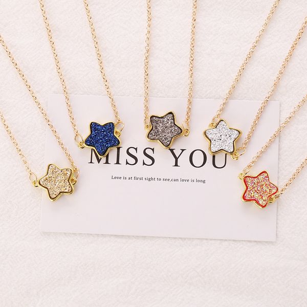 

factory wholesale jewelry candy color fluorescent five pointed star necklace female personality creativity simple clavicle chain n698 party
