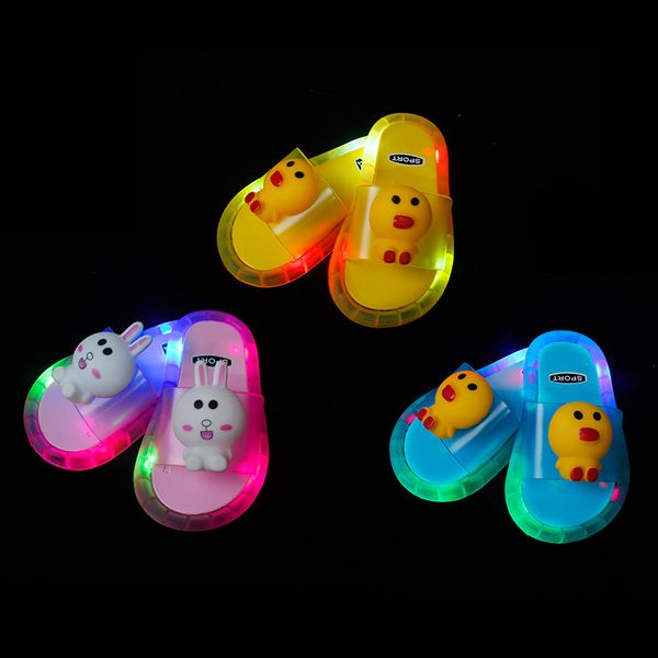 

summer children's slippers, luminous shoes, lights, net celebrity indoor cute cartoon babies wear sandals and slippers, Black