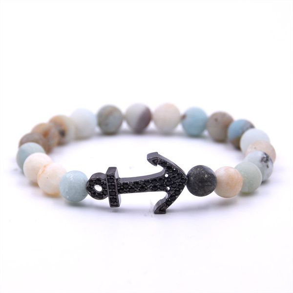 

70% off frosted stone boat anchor bracelet micro zircon jewelry 20nf, Black