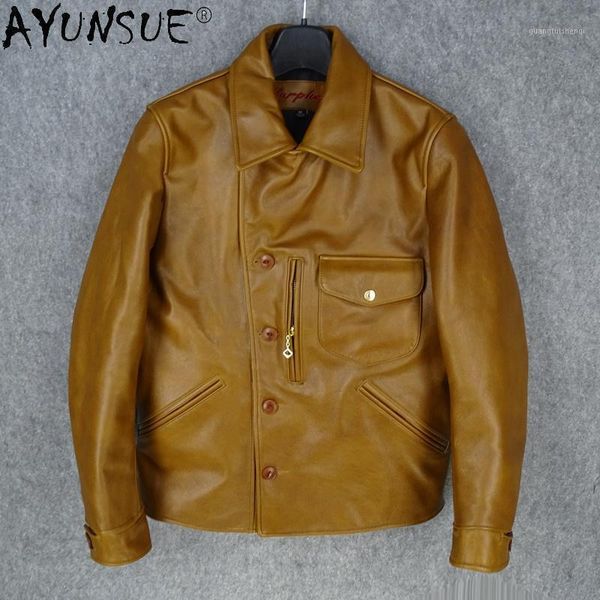 

men's leather & faux akoosun men jacket 2021 clothing real cowhide clothes male retro style mens autumn coat ropa de hombre lxr518, Black