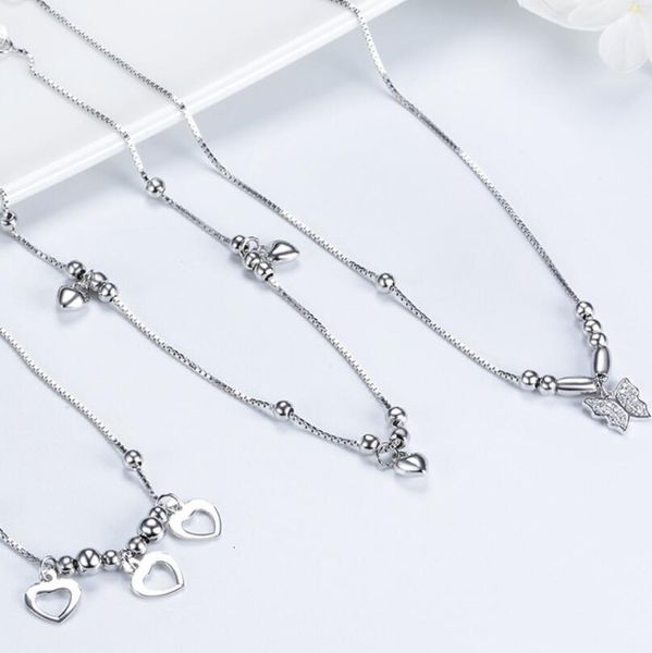 

jewelry s925 sterling silver anklets for women heart pendant anklets fashion of shipping, Red;blue