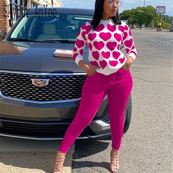 

women's tracksuits heart printed two piece set suit long sleeve and pants for women comfort fall 2 outfits lounge wear, Gray
