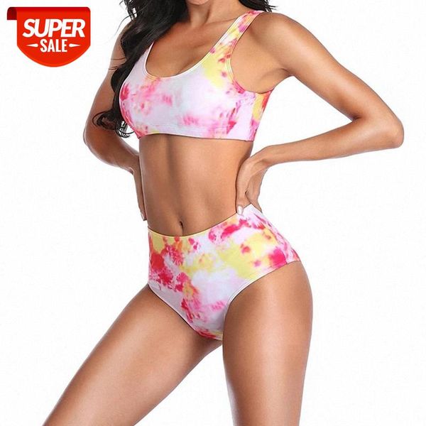 

tie-dye women push up padded bra swimsuit high waist bikini sets summer female bathing biquini beachwear swimming bathers #s17c, White;black