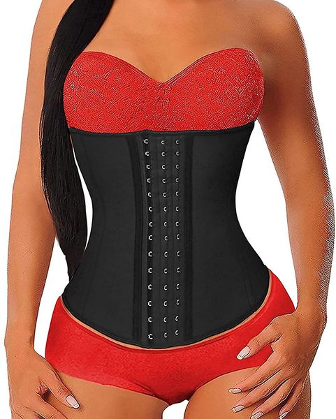 

women's waist trainer lower chest latex sports corset corset hourglass shapewear, Black;white