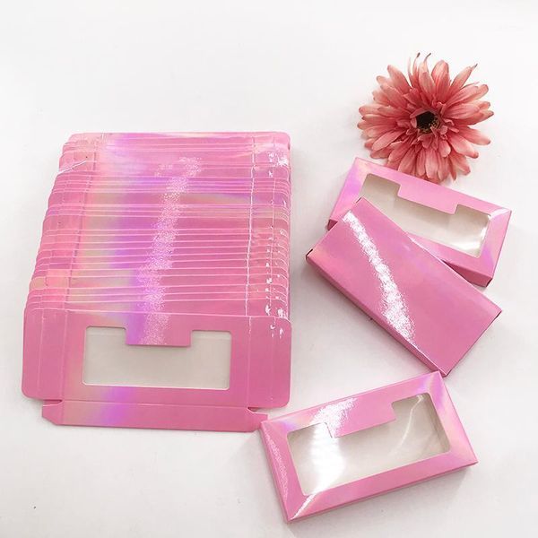 

holographic soft paper lash box for natural dramatic mink eyelashes empty box1