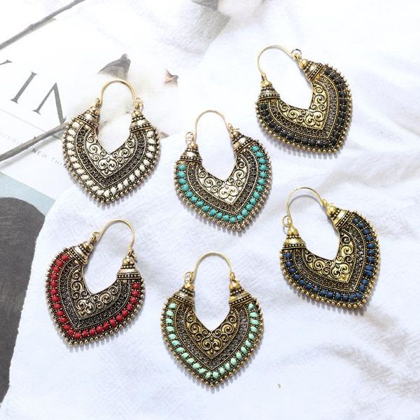 

dangle & chandelier retro bohemian hollow heart love carved earrings women jewelry european american holiday gift, Silver