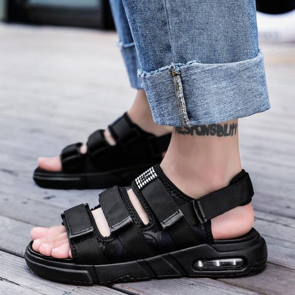 

sandals work herren outdoor heren sandale leather masculino verano erkek uomo rubber sandles beach zandalias sandalia sandals-men roman, Black
