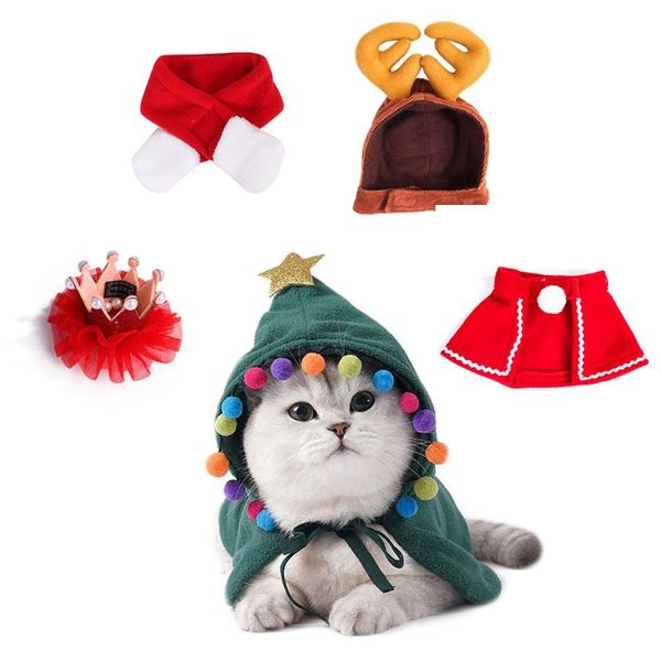 

cat costumes year christmas props red color lovely dog accessories cloak scarf hat for a costume pet clothing cosplay goods