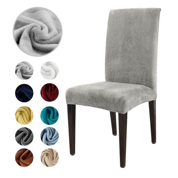 

1/2/4/6 pieces plush fabric universal size solid colors chair cover big elastic seat covers stretch case for banquet el