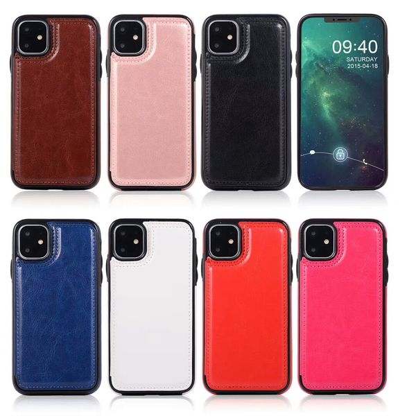 

luxury pu leather phone cases for iphone 12 11 pro max xs xr x 7/8 plus wallet case cover kickstand with card slots