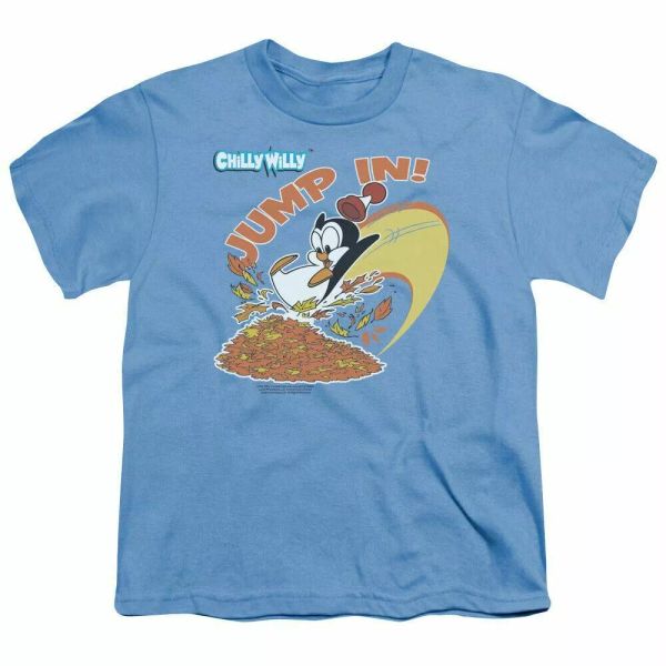 

chilly willy jump in kids youth t shirt licensed cartoon tee carolina blue, White;black