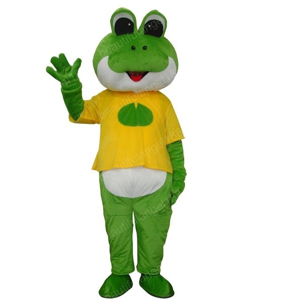 Costume da mascotte rana verde carino di Halloween di alta qualità Personalizza personaggio dei cartoni animati in peluche di anime in peluche Costume da carnevale di Natale per adulti