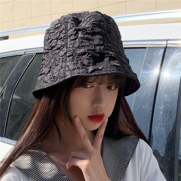 

minority bucket hat female spring and summer versatile fisherman's hat and personalized pleated outdoor sunshade hat