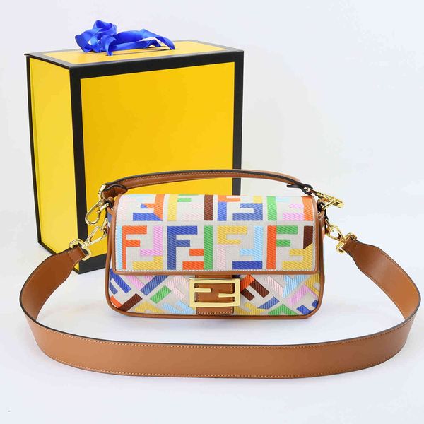 

early spring 2021 women's candy seven color french stick bag denim cowhide embroidery one shoulder slant cross handbag