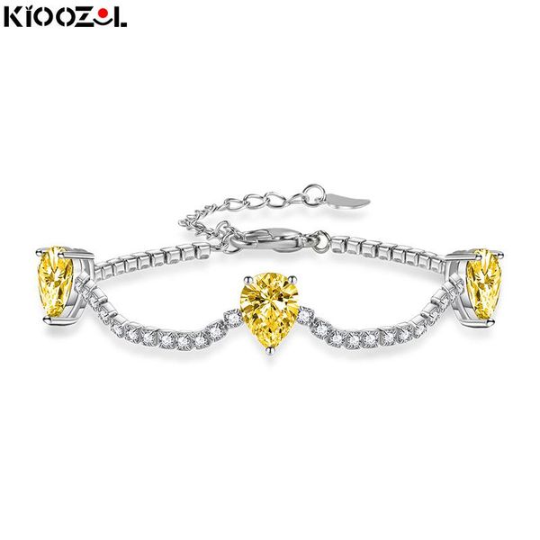

link, chain kioozol cubic zircon bracelets with yellow teardrop shiny stones bridal wedding jewelry 2021 047 ko8, Black