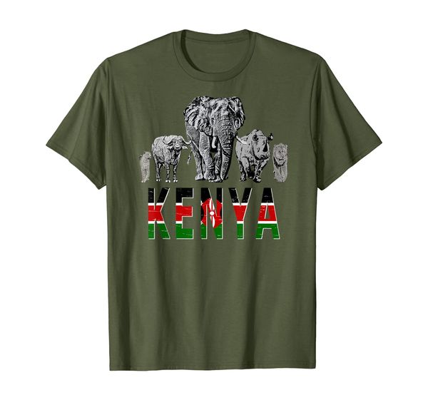 

big five kenya pride wildlife t-shirt, White;black
