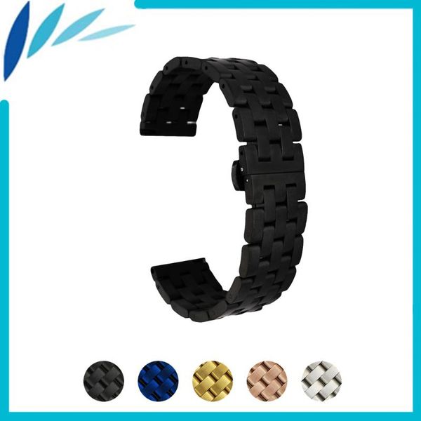 

watch bands stainless steel band 22mm for samsung gear s3 classic / frontier butterfly clasp strap quick release loop belt bracelet, Black;brown