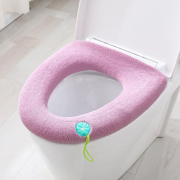 

toilet seat covers winter cover with cute handle bathroom accessories warm washable o-shape soft plush wc mat