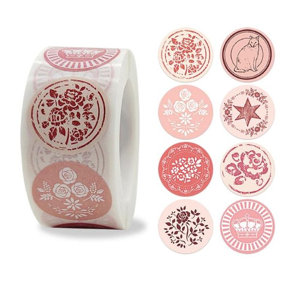 

500pcs/roll self adhesive stickers envelopes seal label decal wedding favors gift party decoration wrap