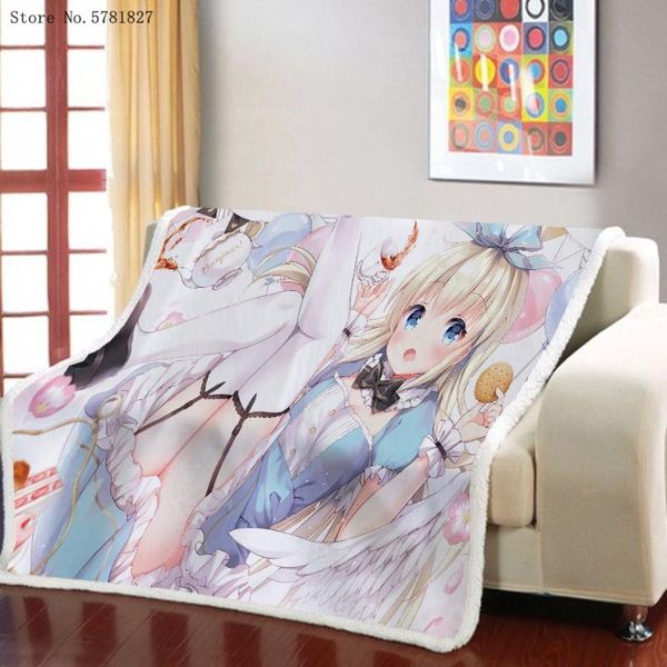 

blankets anime cartoon sherpa blanket beautiful girl weighted home textile throw for bedroom nap office