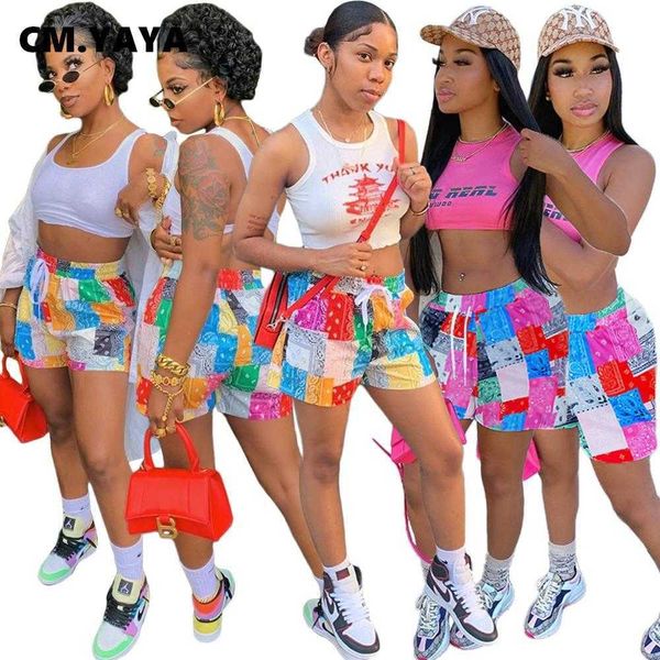 

cm.yaya women banadanna print shorts fashion classic paisley short pants 8 colors 210611, White;black