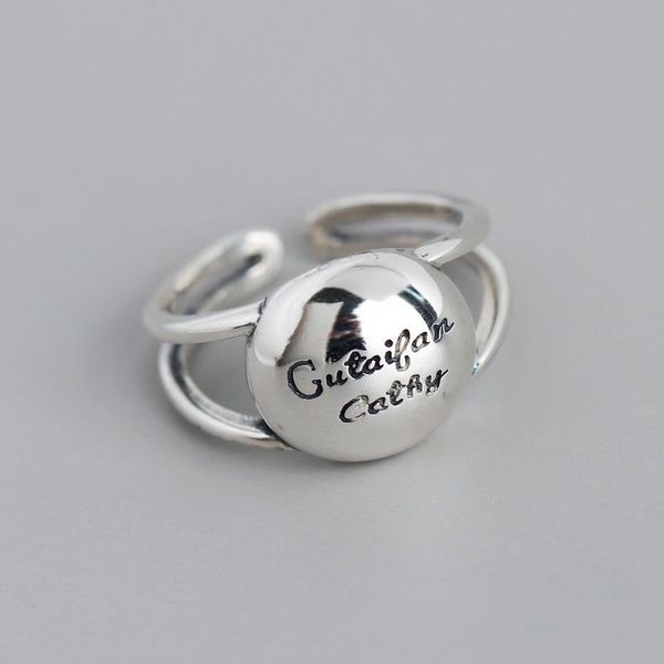 

cluster rings retro five-pointed star trend exaggerated men and women wide ring 925 open punk style jewelry, Golden;silver