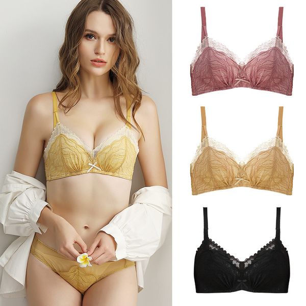

bra set lace style gathered in the mold cup underwear women's suit, Red;black