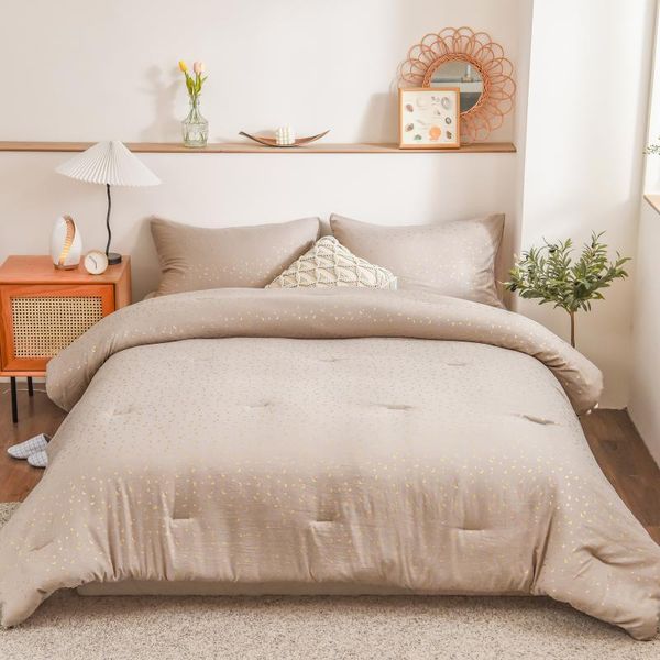 

comforters & sets metallic comforter set taupe gold glitter mini moon and stars pattern foil printed bedding