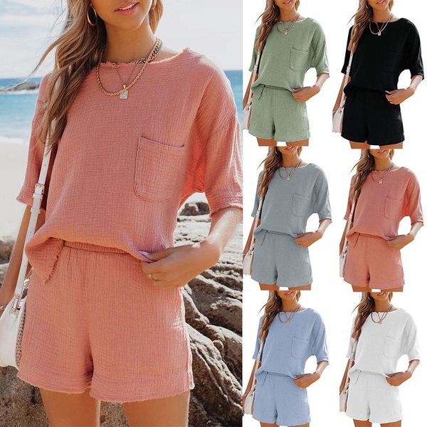 

women's tracksuits womens linen set black white shorts and summer clothes for women pink green blue casual outfits 2 piece sets 2022, Gray