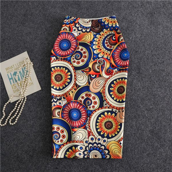 

2021 new-coming european autumn women pencil skirt high stretch colorful circle pattern midi slip hip skirt female, Black