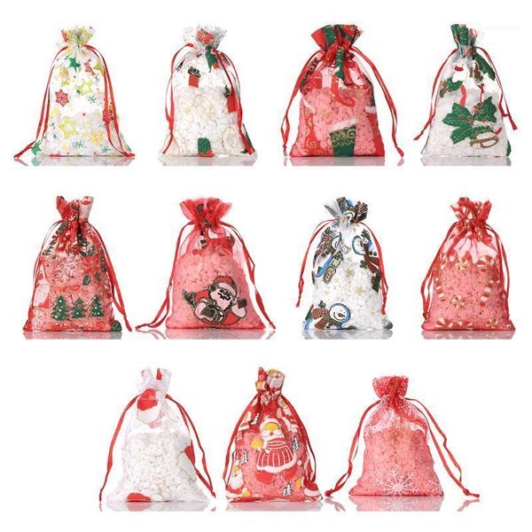 

christmas decorations 10pcs organza pouches gift bags candy packaging festival supply party wedding decor1