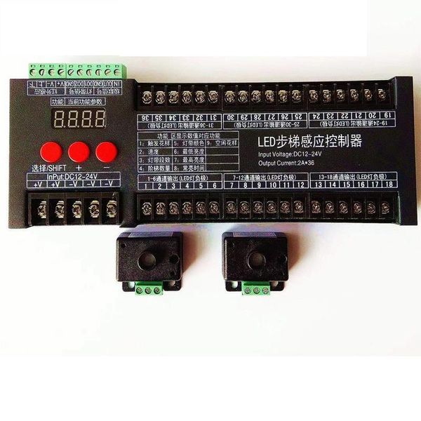 

strips 36 channel led controller with pir motion sensor for control each stair light,indoor night light dc12v flexible strip