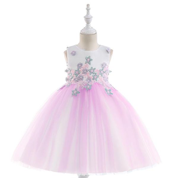 

girl's dresses sisters 2021 cross-border for children dress applique bitter fleabane princess flower girls, Red;yellow