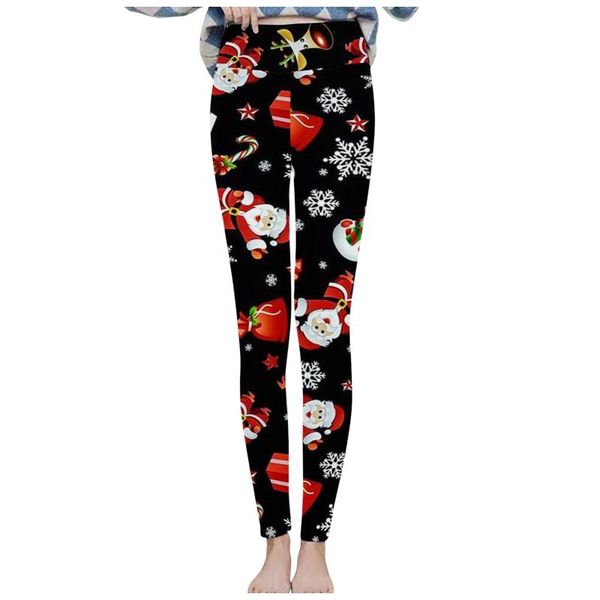 

women's leggings 2021 brand women casual christmas printed span ladies high waist keep warm long pants fast delivery, Black