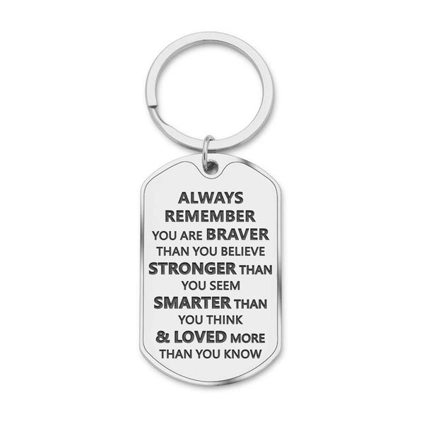 

10Pieces/Lot Back To School Gifts Keychain for Women Always Remember You Are Braver Birthday Gifts for Him Her Teen Girls Friends Boys