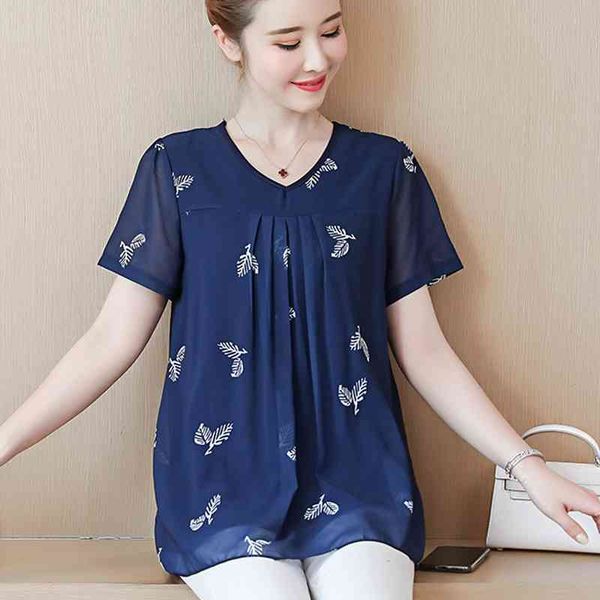 

ruffle blouses shirt women tos plus size 5xl clothing flower printed short sleeve discounts low price 902f3 210420, White