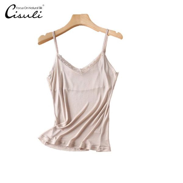 

women's tanks & camis cisuli 100% silk vest, White