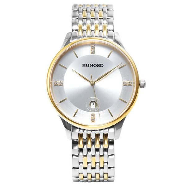 

wristwatches runosd men's watch luxury calendar zircon miyota quartz movement sapphire crystal stainless steel 5218g, Slivery;brown