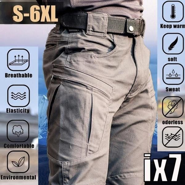 

men's pants city tactical cargo men outdoor hiking camping multi pocket military army trousers casual breathable waterproof sweatpants, Black