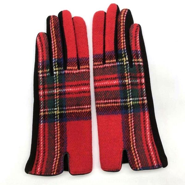

h5gb autumn wintertweed scotland symmetrical lattice fashion warm gloves and warm cold mittens women' riding gloves, Blue;gray
