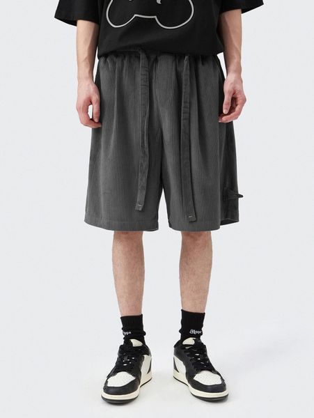 

men striped print belted shorts z2wc#, Black