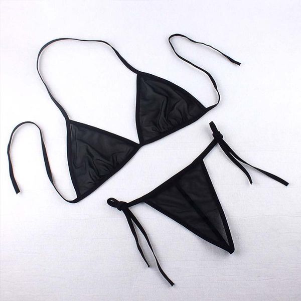 

bras sets lady perspective thin lingerie women bra for underwear halter brief set, Red;black