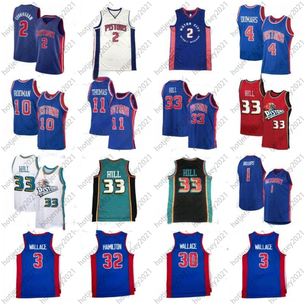 

2 cade cunningham basketball jersey retro joe dumars dennis rodman isiah thomas grant hill chauncey billups ben rasheed wallace richard hami, Black;red