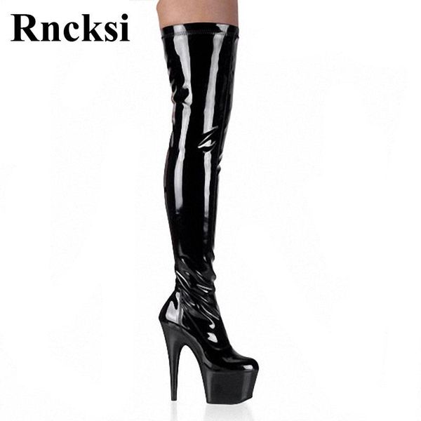 

boots rncksi women party 20cm high heels with 10cm platform over the knee pole dancing shoes hight, Black